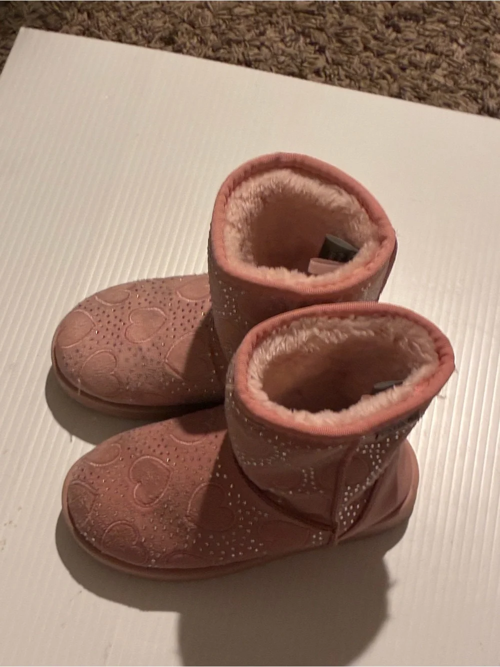 Tahari Girls Pink Heart Faux-Fur Winter Boots